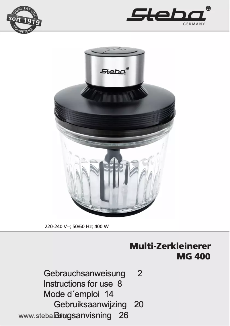 Page n°1 - Manuel utilisateur Steba MG 400