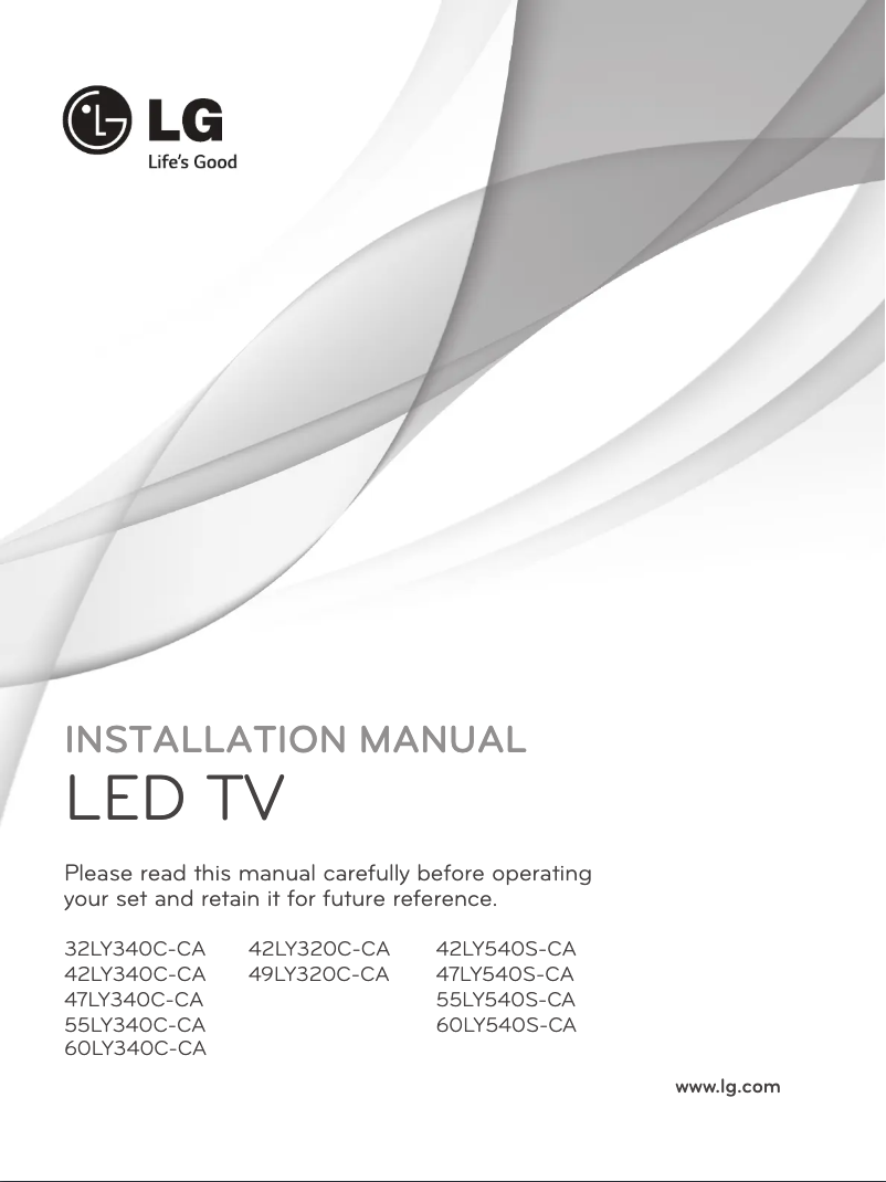 Page n°1 - Guide d'installation LG 60LY340C