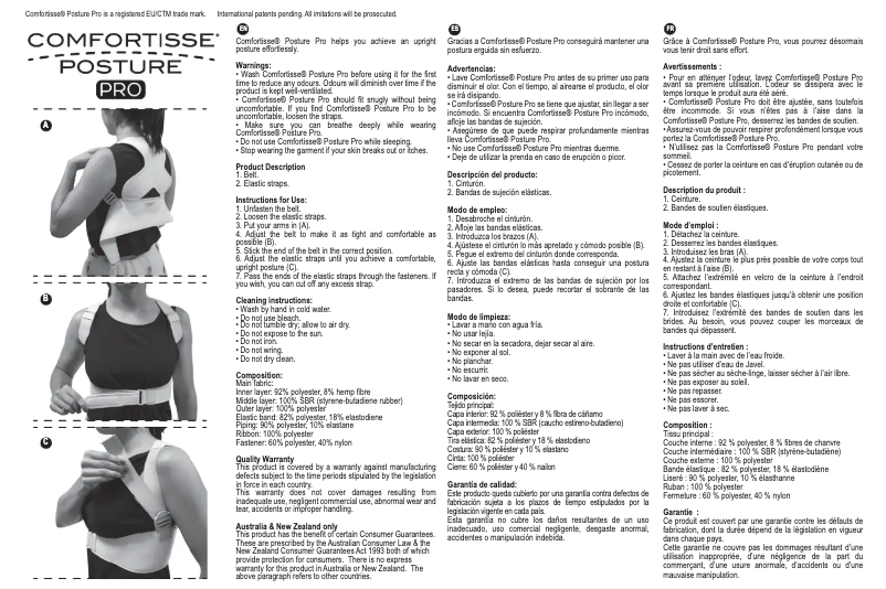 Page n°1 - Manuel utilisateur Comfortisse Posture Pro
