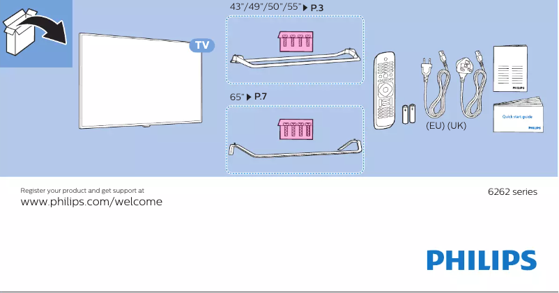 Imagen de la primera página del manual del dispositivo 6000 series 65PUT6262