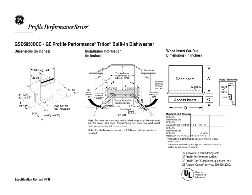First page image of the manual for Profile Performance Triton GSD5950DCC