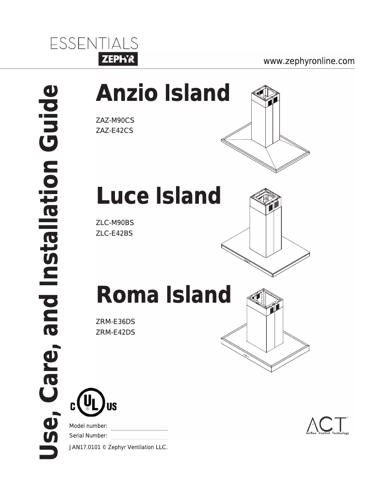 Page 1 de la notice Manuel d'utilisation et d'entretien Zephyr ZRME42DS