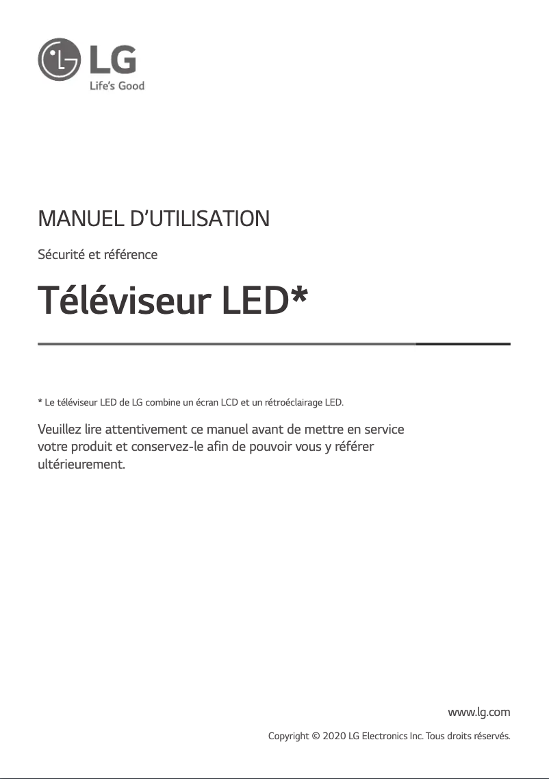 Page 1 de la notice Manuel utilisateur LG 55NANO79VND