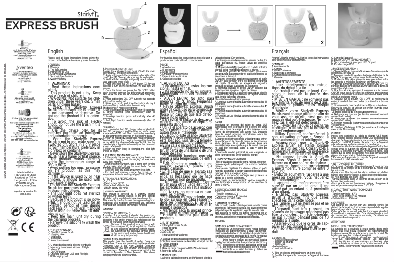 Page 1 de la notice Manuel utilisateur Starlyf Express Brush