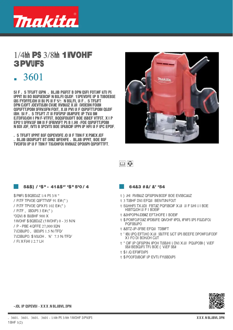 Page 1 de la notice Fiche technique Makita M3601