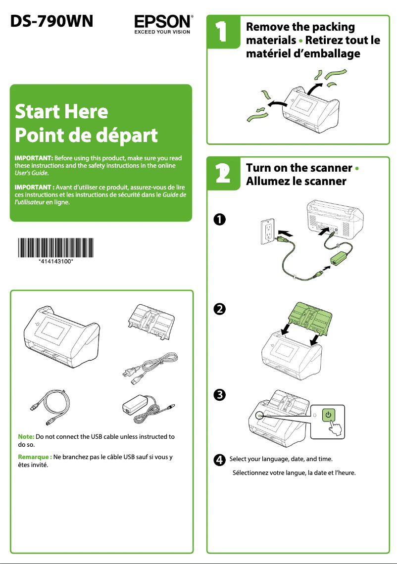 Page n°1 - Guide d'installation Epson WorkForce DS-790WN