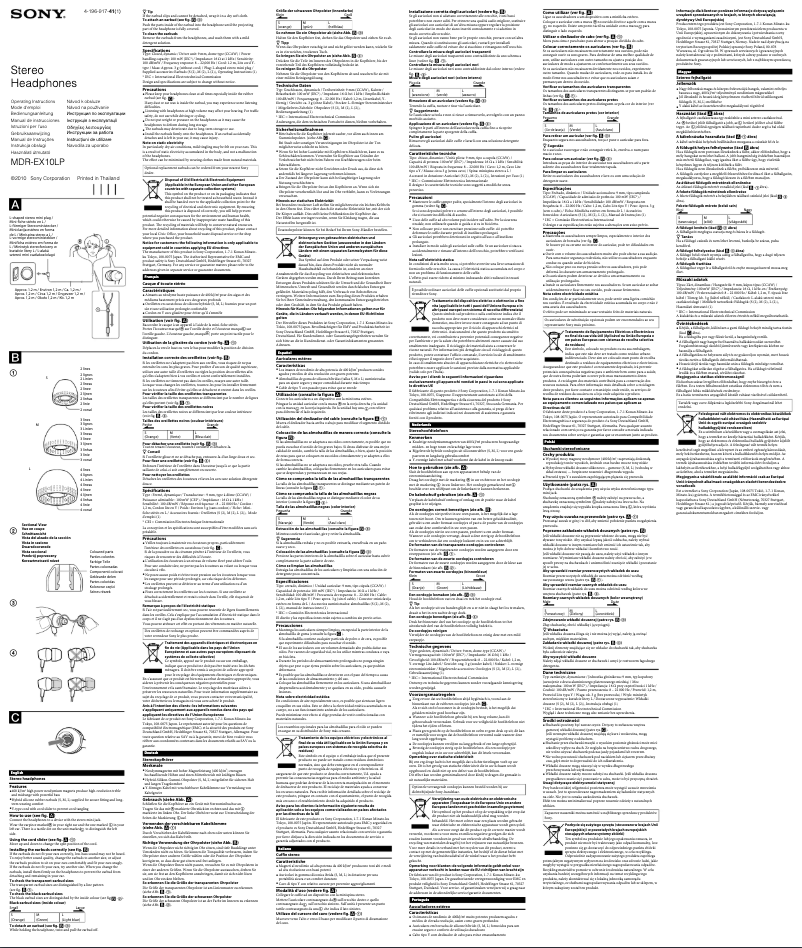 Image de la première page du manuel de l'appareil MDR-EX10LP