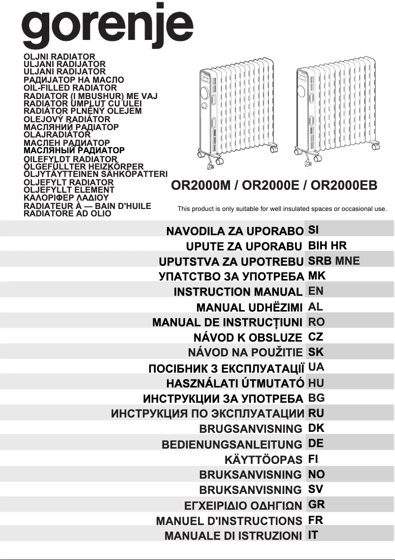 Page 1 de la notice Manuel utilisateur Gorenje OR2000M