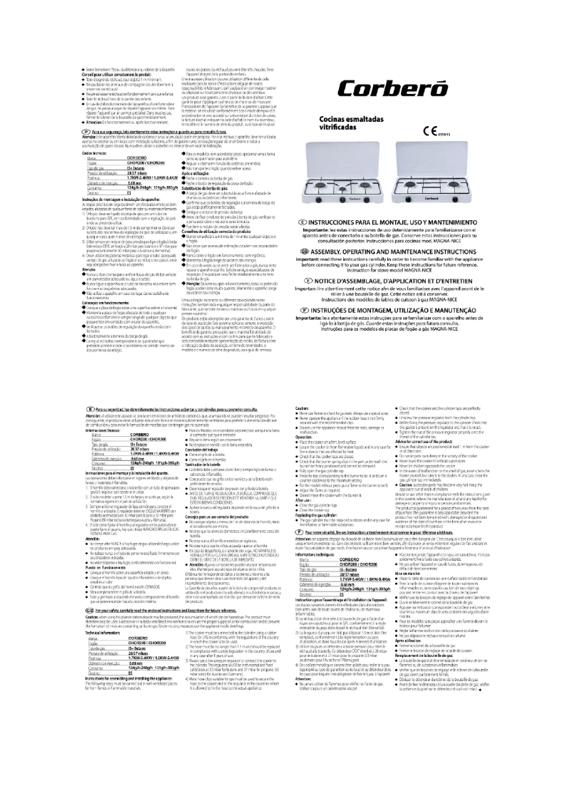 Page n°1 - Manuel utilisateur Corbero CHOR200