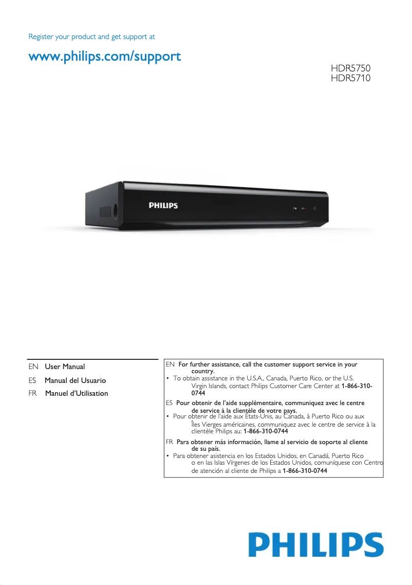 Page 1 de la notice Manuel utilisateur Philips HDR5750