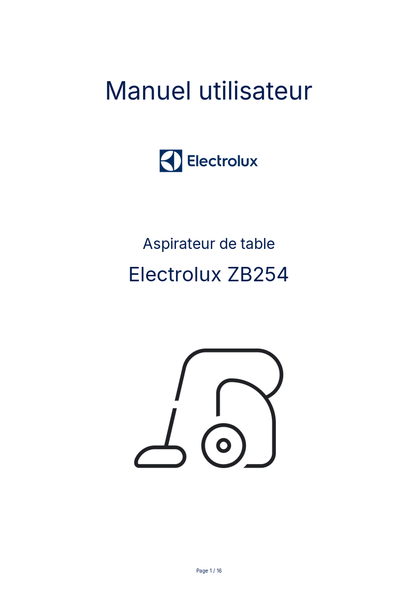 Image de la première page du manuel de l'appareil ZB254