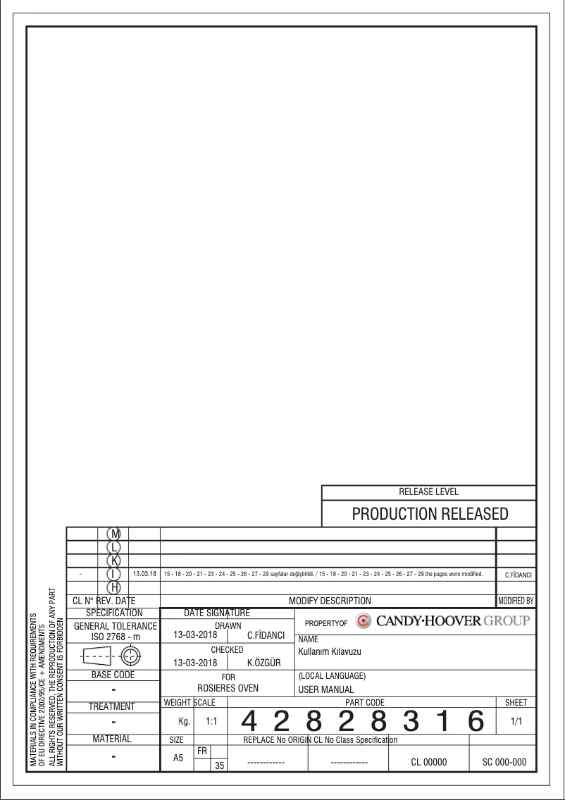 Page 1 de la notice Manuel utilisateur Rosieres RFB 72 TIN