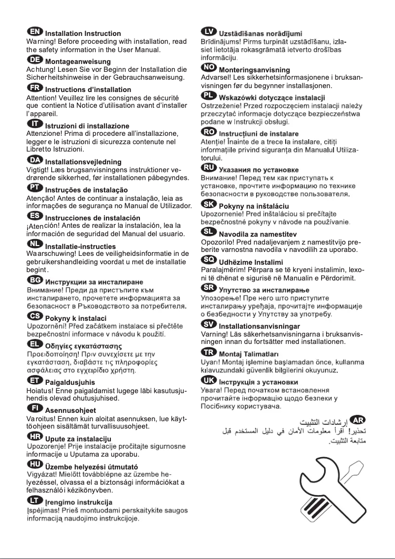 Page n°1 - Guide d'installation Zanussi ZYAN82ER