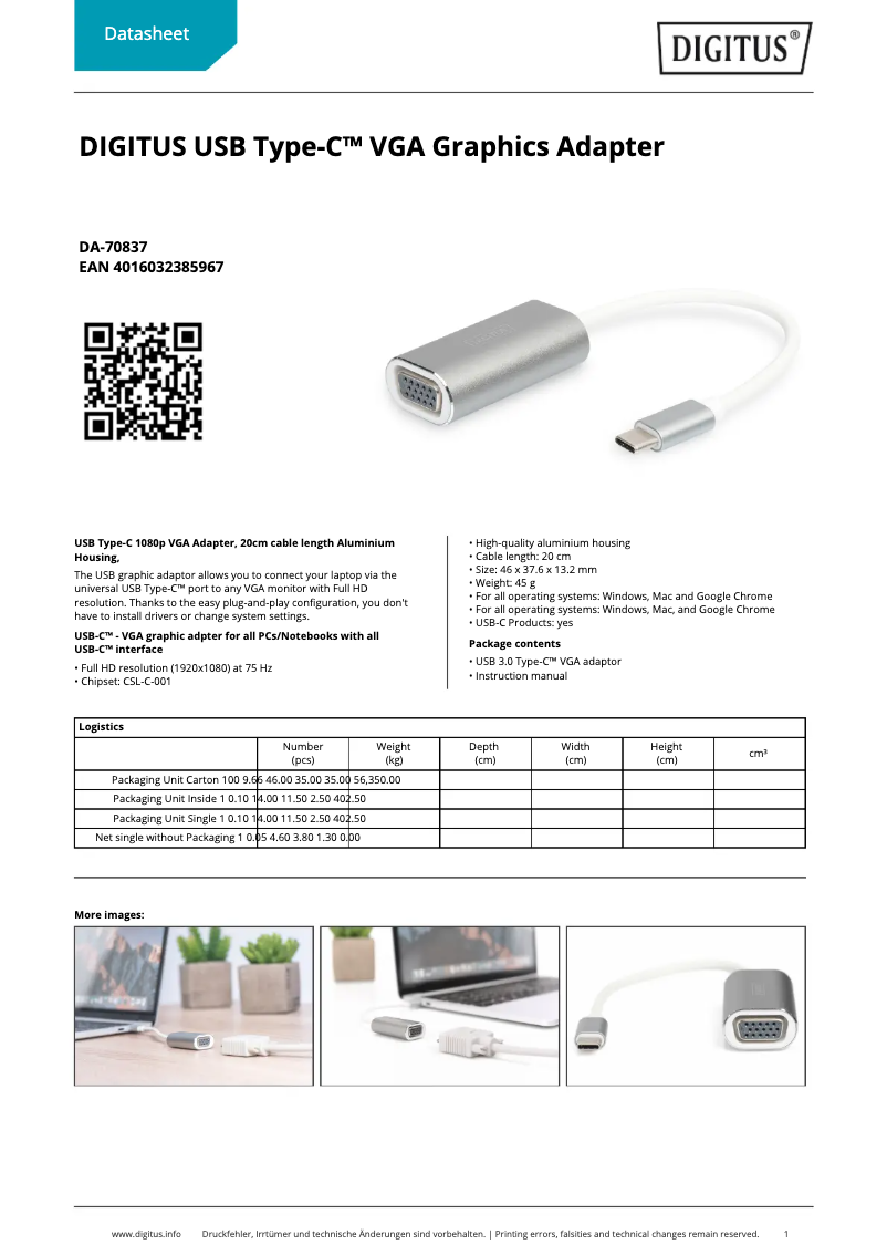 Page n°1 - Fiche technique Digitus DA-70837