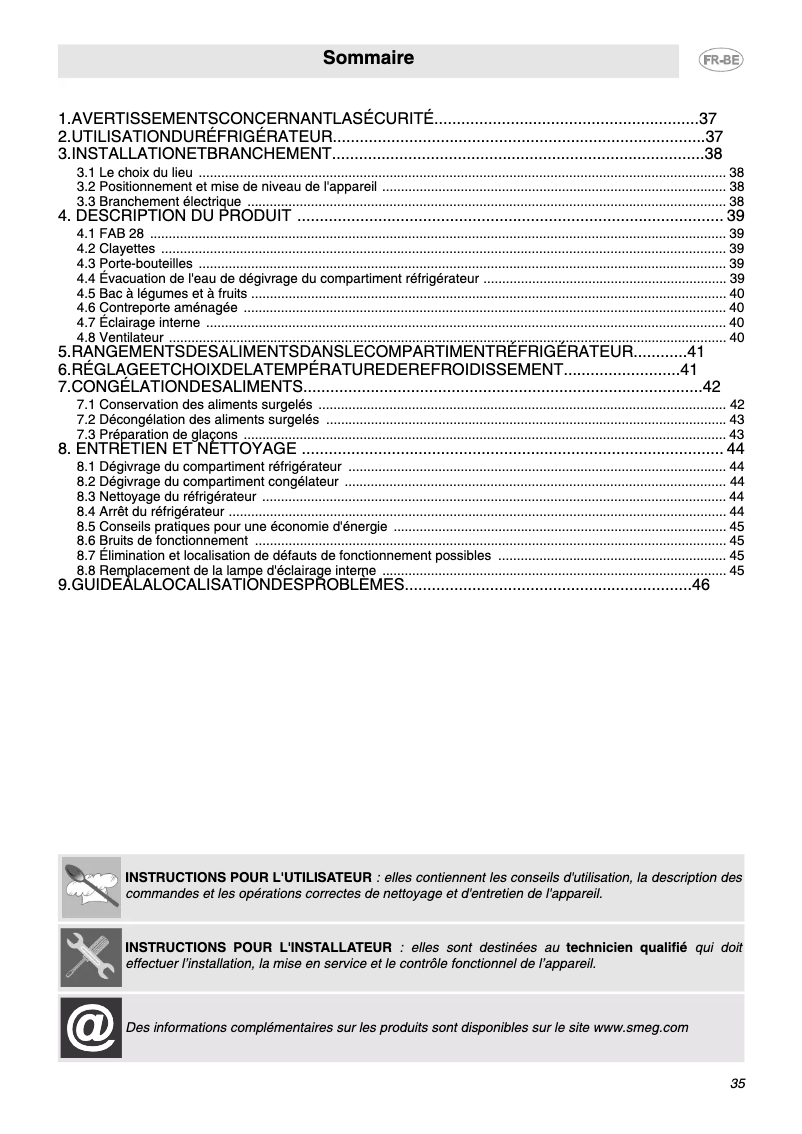 Página 1 del manual Manual de usuario Smeg FAB28RCG