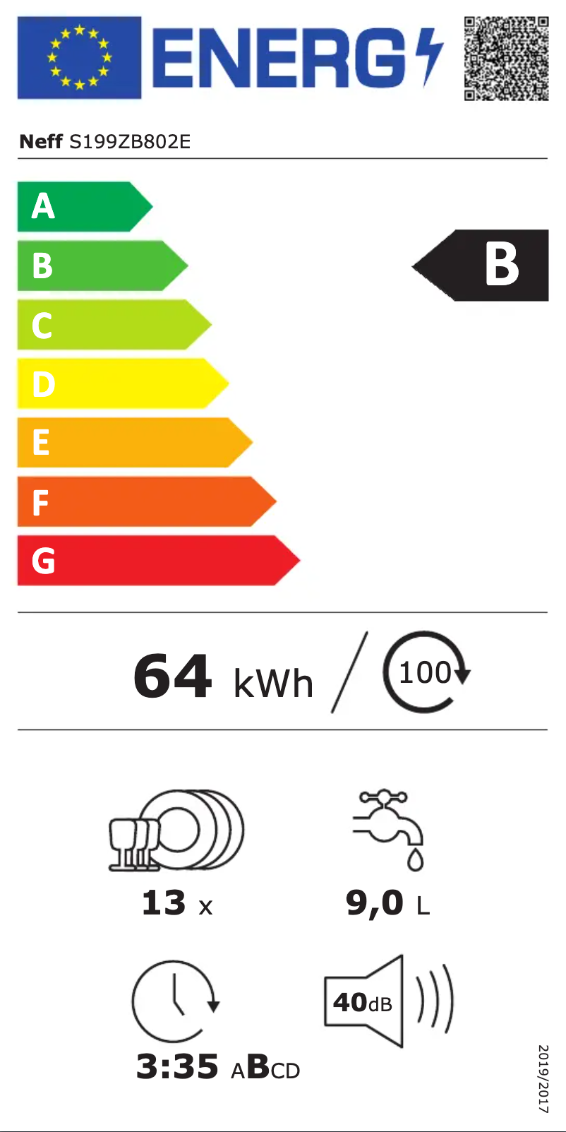 Page n°1 - Label énergétique Neff S199ZB802E
