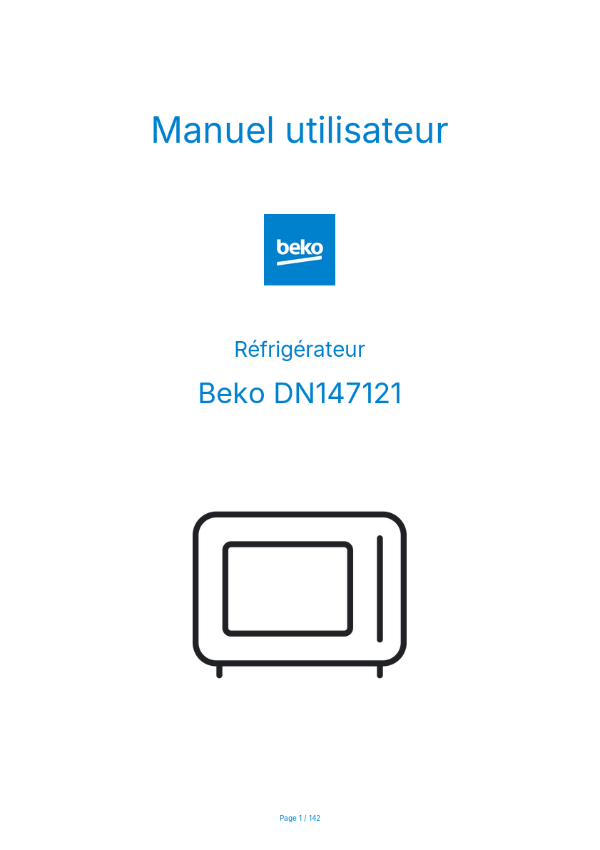 Image de la première page du manuel de l'appareil DN147121