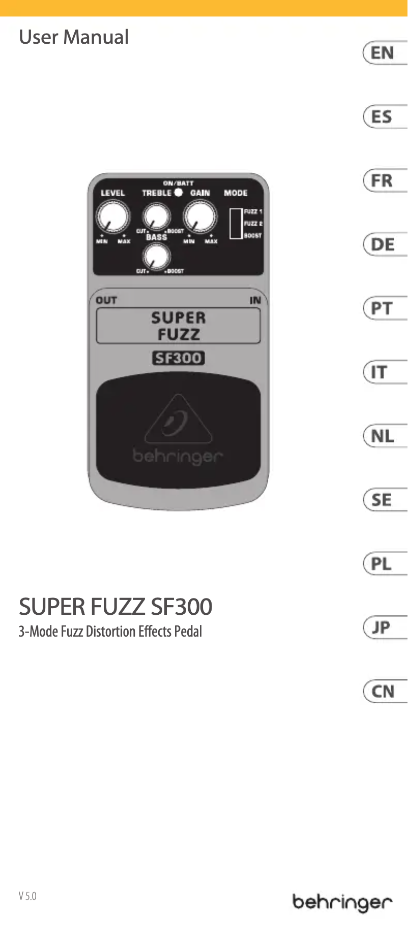 Page 1 de la notice Manuel utilisateur Behringer Super Fuzz SF300