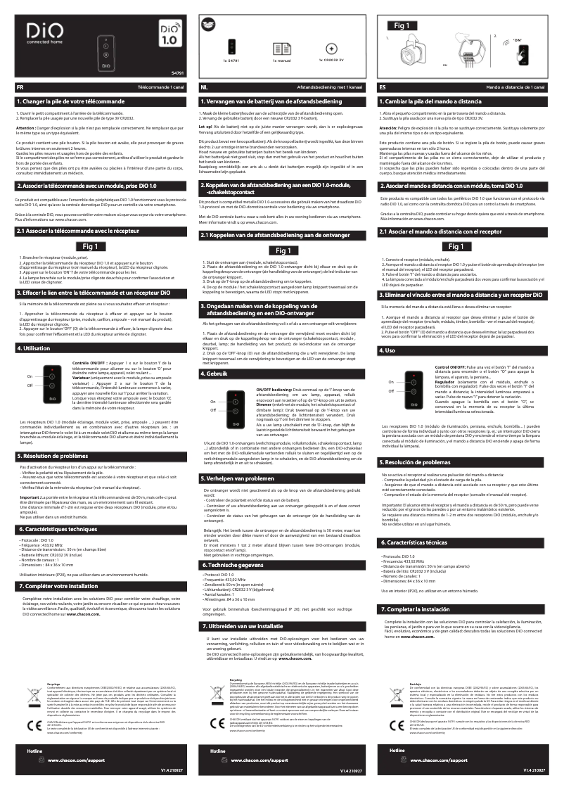 Page 1 de la notice Manuel utilisateur DiO 54791