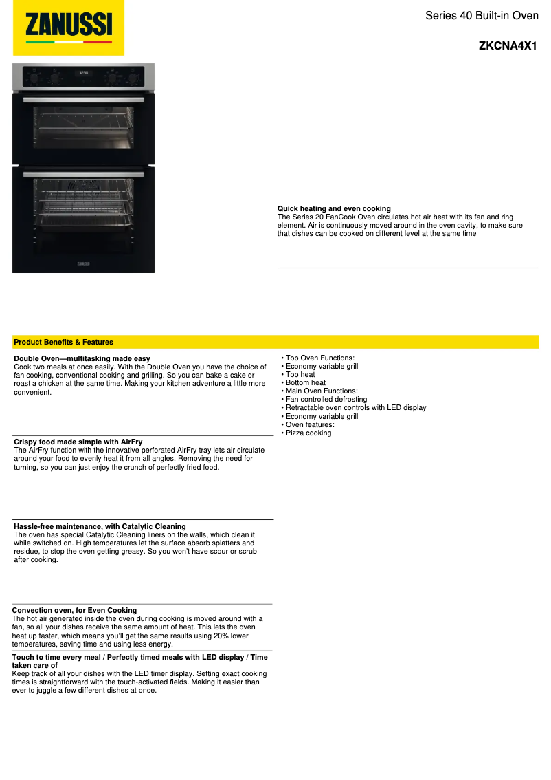 Page n°1 - Fiche technique Zanussi ZKCNA4X1