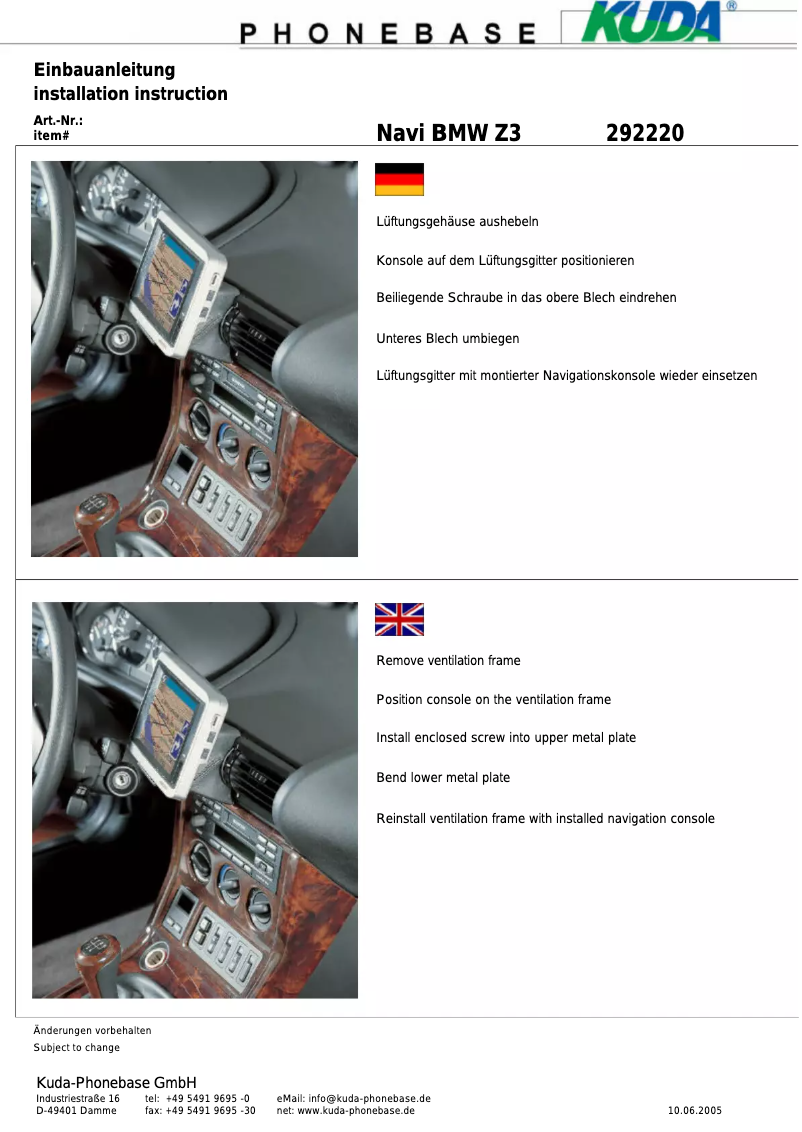 Page 1 de la notice Manuel utilisateur Kuda 292225