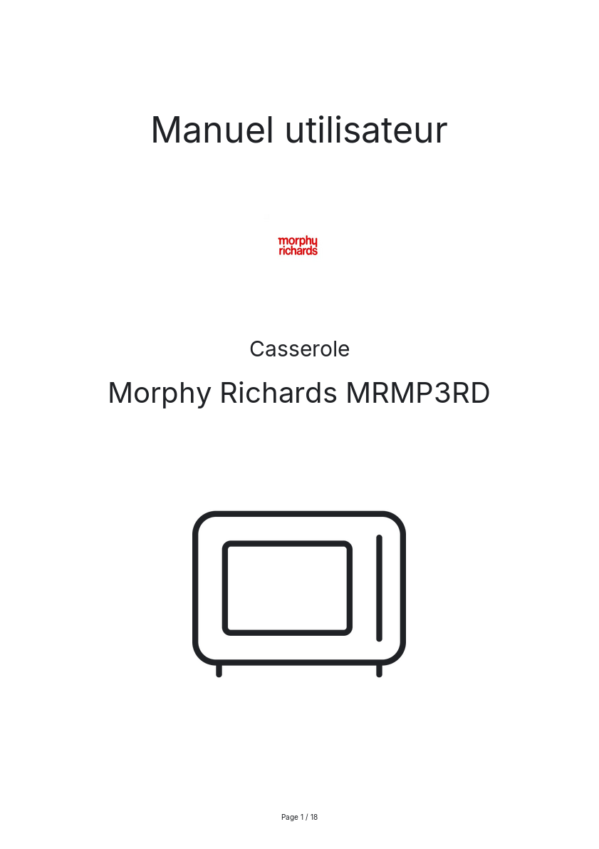 Image de la première page du manuel de l'appareil MRMP3RD