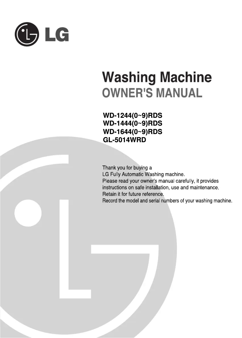 Page n°1 - Manuel utilisateur LG WD-14445RDS