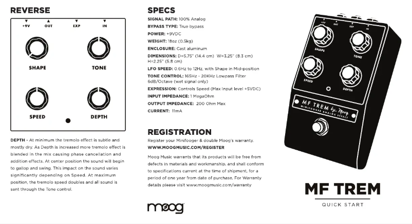 Page n°1 - Manuel utilisateur Moog Minifooger MF Trem