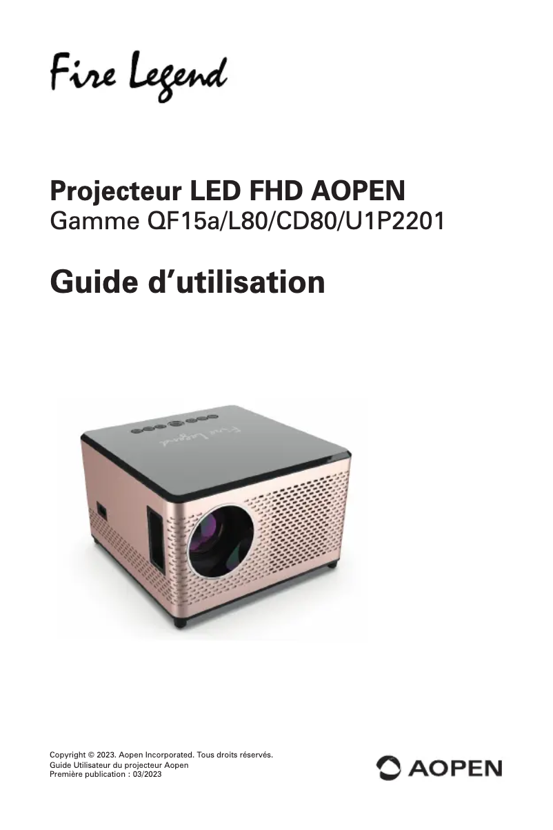 Page 1 de la notice Manuel utilisateur Aopen Fire Legend QF15a