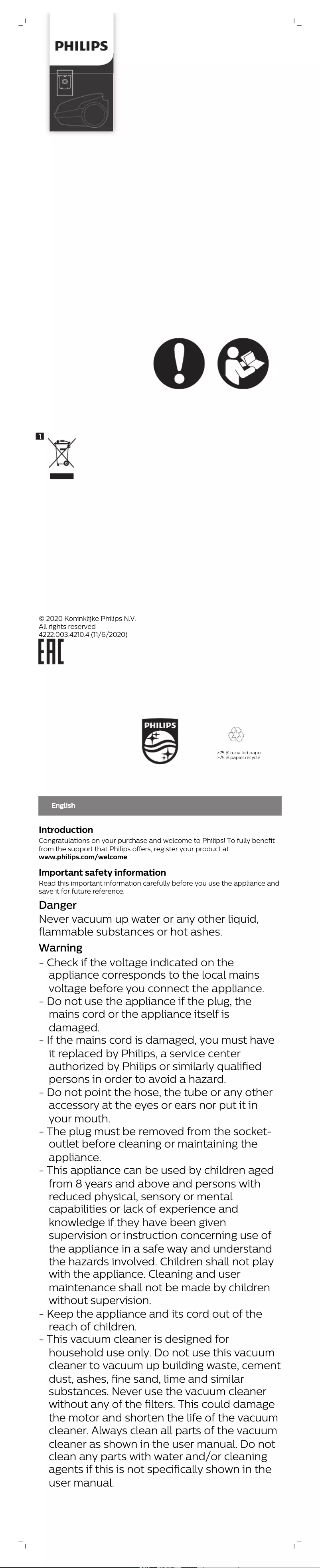 Image de la première page du manuel de l'appareil Performer Compact FC8383