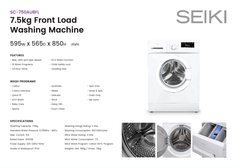 Image de la première page du manuel de l'appareil SC-750AU8FL