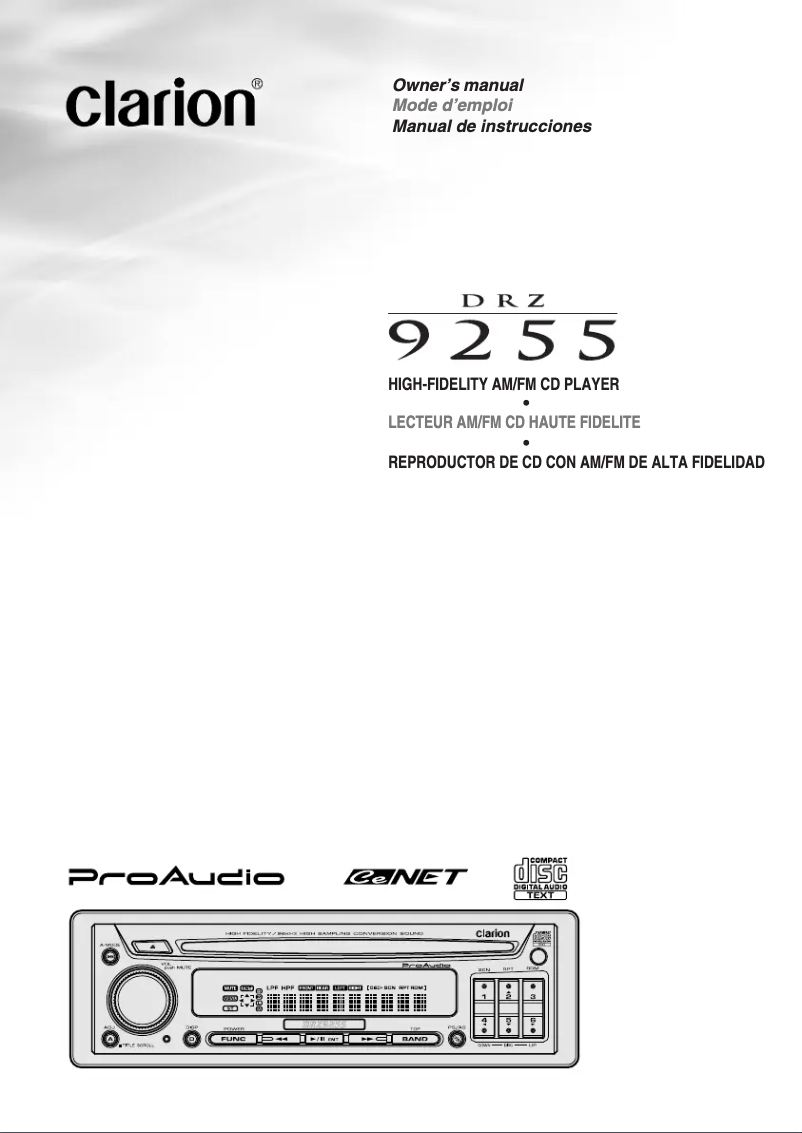 Page n°1 - Manuel utilisateur Clarion DRZ9255