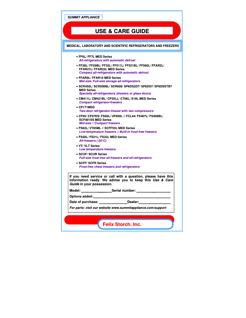 Image de la première page du manuel de l'appareil Accucold VT65MLMEDADA