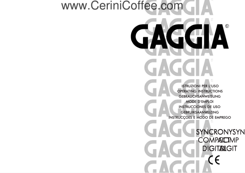 Page n°1 - Manuel utilisateur Philips Saeco Syncrony Compac Digital SUP 025 YDR