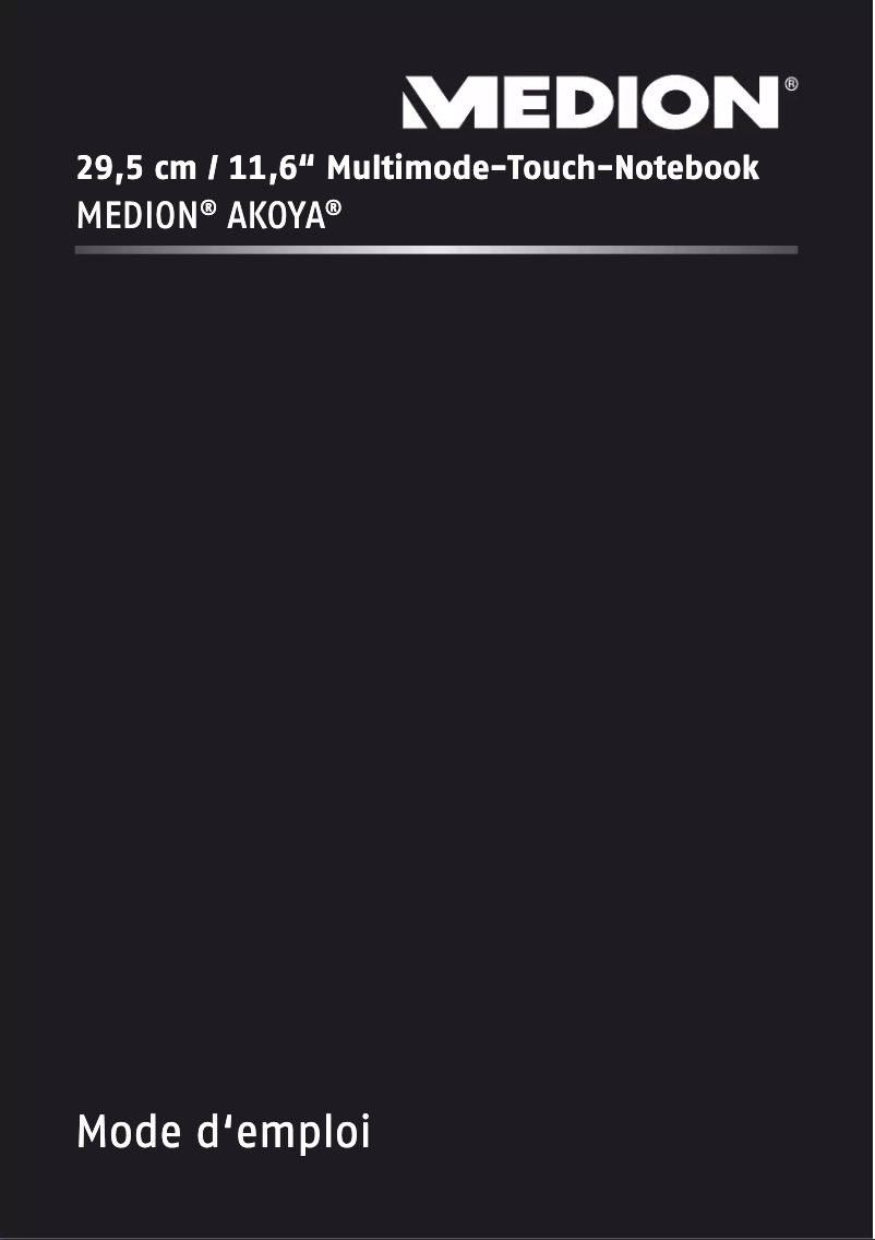 Page 1 de la notice Manuel utilisateur Medion Akoya P2213T MD 98924