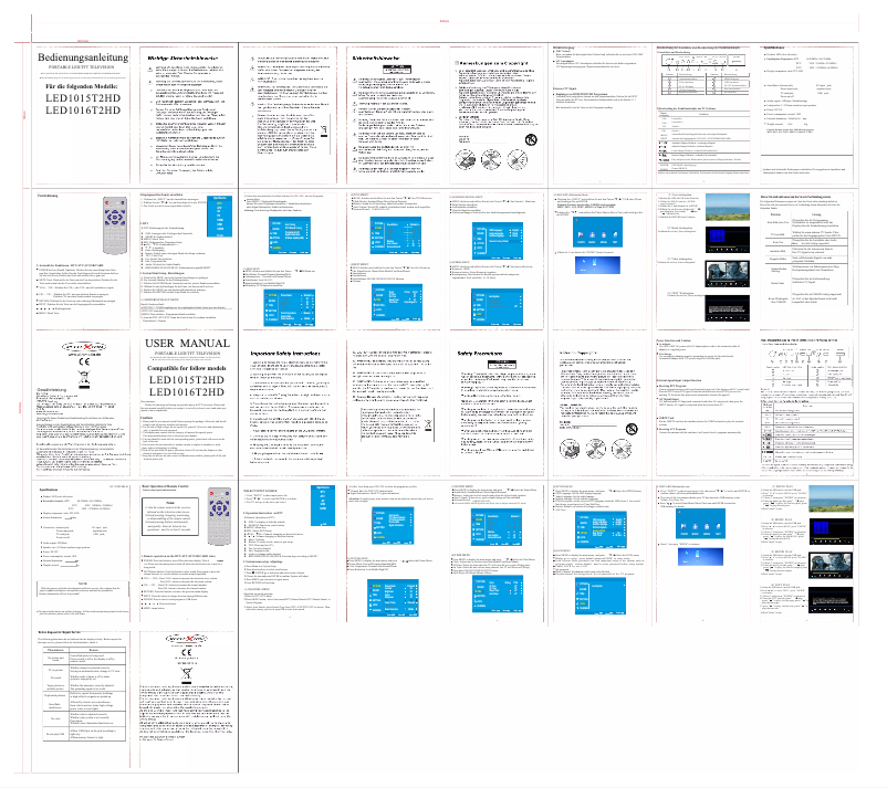 Page n°1 - Manuel utilisateur Reflexion LED1016T2HD