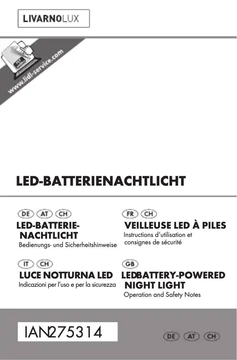 Page 1 de la notice Manuel utilisateur Livarno Lux IAN 275314