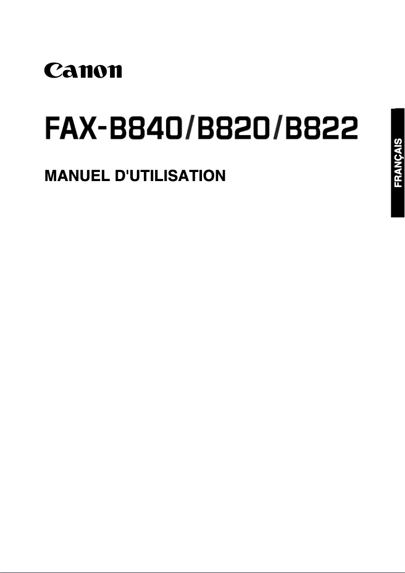 Page 1 de la notice Manuel utilisateur Canon FAX-B840