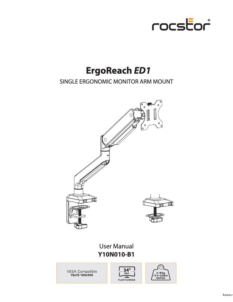 Página 1 del manual Manual de usuario Rocstor ErgoReach ED1