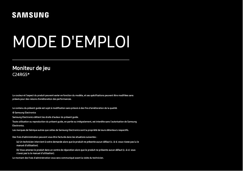 Page 1 de la notice Manuel utilisateur Samsung LC24RG50FQUXEN