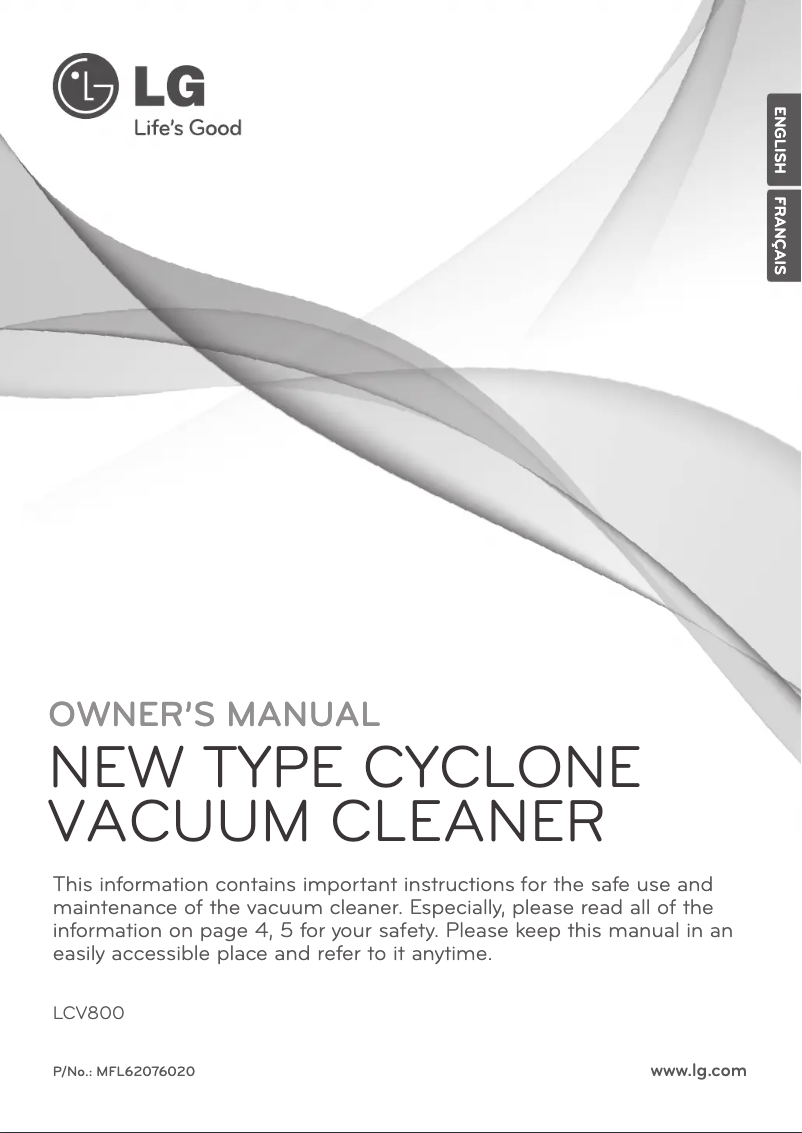 Page 1 de la notice Manuel utilisateur LG LCV800