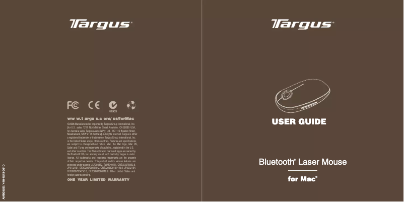 Page n°1 - Manuel utilisateur Targus AMB08US