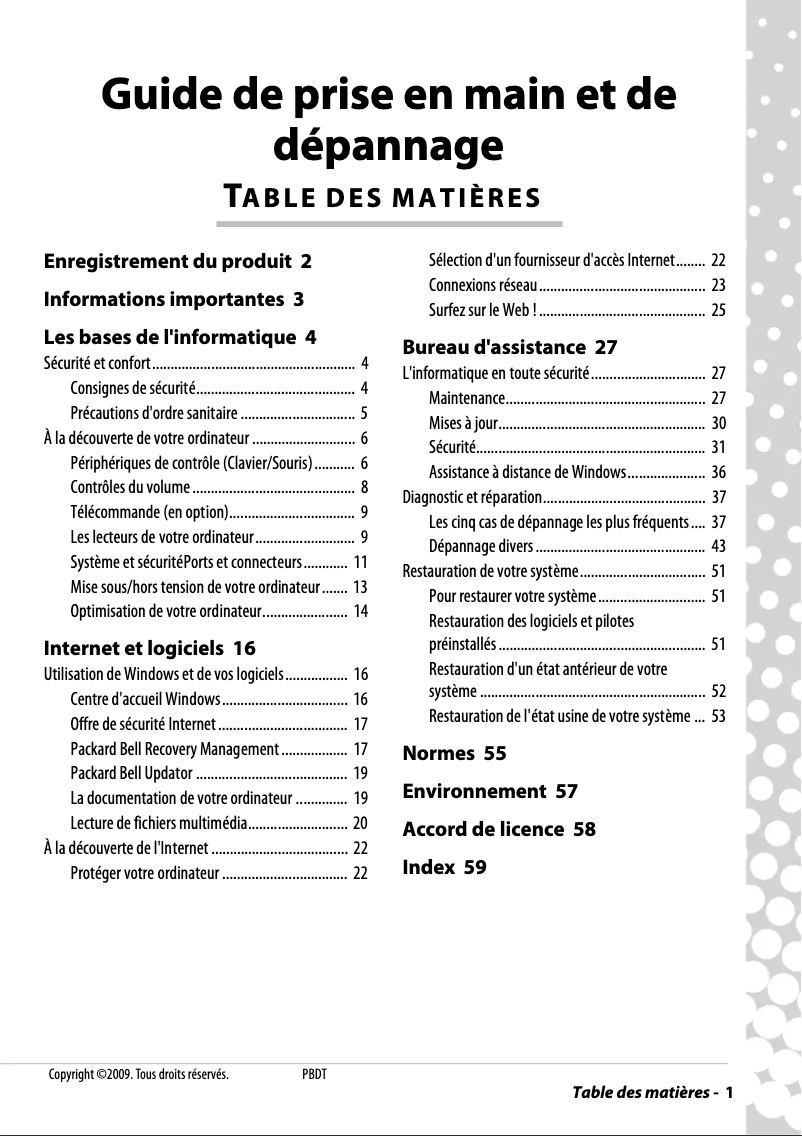 Page 1 de la notice Manuel utilisateur Packard Bell iMax