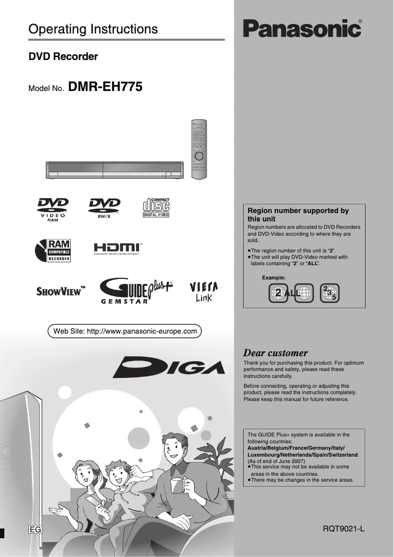 Page n°1 - Manuel utilisateur Panasonic DMR-EH775