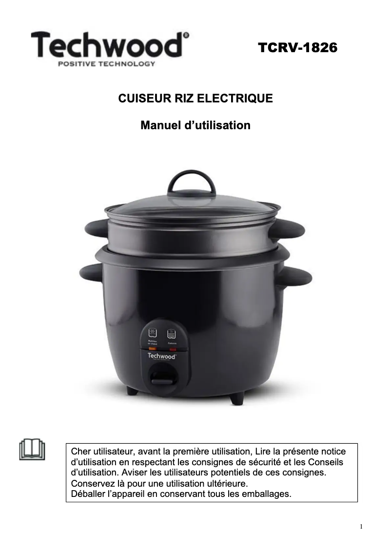 Image de la première page du manuel de l'appareil TCRV-1826