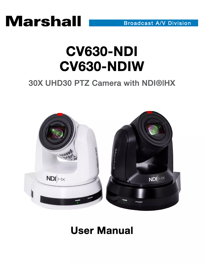 Page n°1 - Manuel utilisateur Marshall Electronics CV630-NDIW