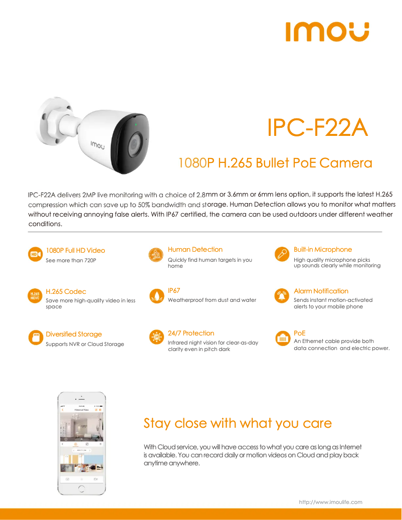 Page 1 de la notice Fiche technique Imou IPC-F22A