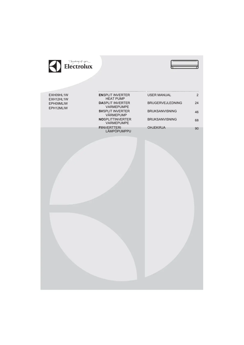 Page n°1 - Manuel utilisateur Electrolux EPH09MLIWI