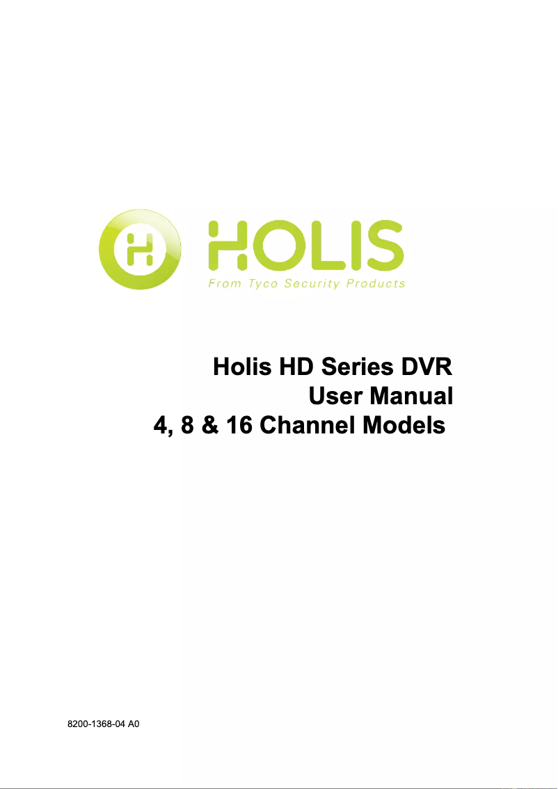 Page n°1 - Manuel utilisateur Holis HOLHD16002