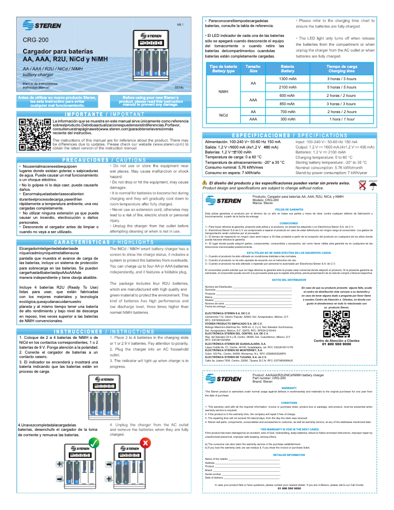 Imagen de la primera página del manual del dispositivo CRG-200